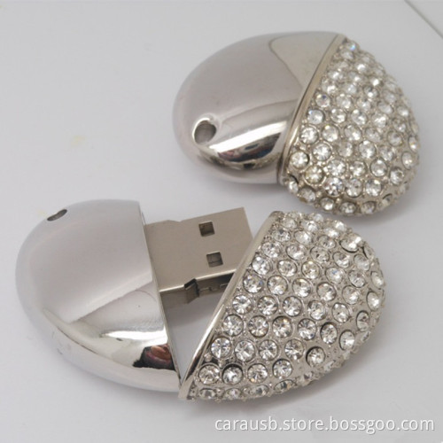 Carausb Heart can love u disk pendrive type gold silver creative flash memory waterproof usb sticks customized gift customizable